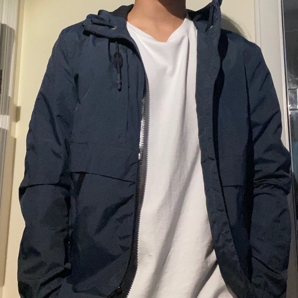 NWOT H&M LOGG Rain Jacket - Navy Blue XS